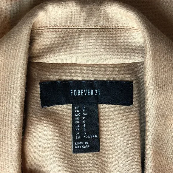Tan Blazer Womens Small Long Sleeve Forever 21 Work Office Business Casual Fall - Picture 12 of 16